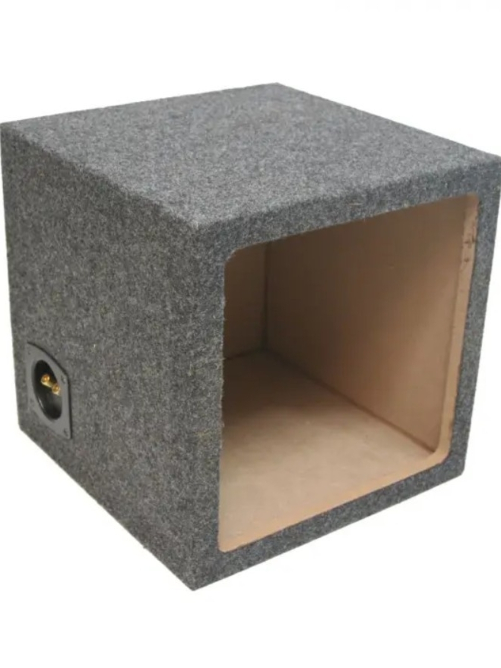 Universal Grey Carpeted Single Subwoofer Enclosure - Ported Cube